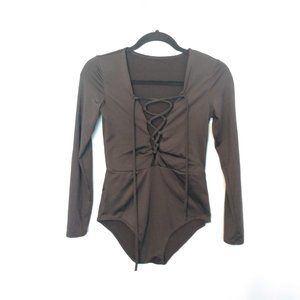 Black Lace-Up Body Suit